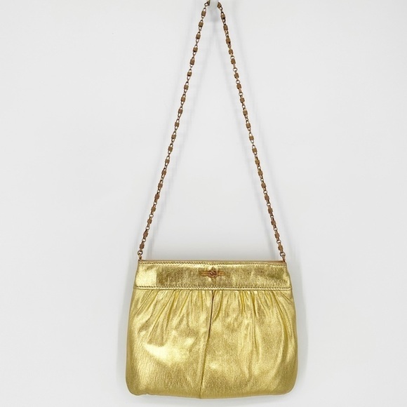 Vintage 60s Gold Lame Evening Chain Clutch Purse - Picture 1 of 6